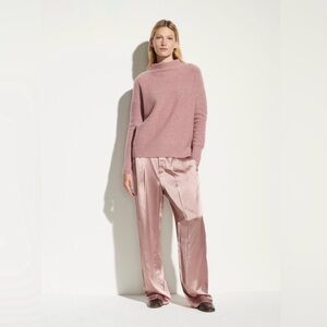 Vince pink marled funnel neck cashmere sweater cozy soft luxury minimalist XS